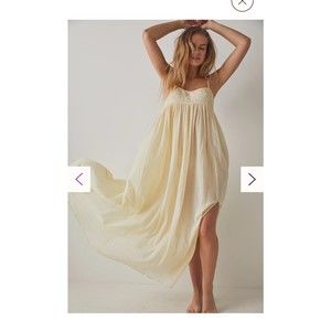 FREE PEOPLE confidently lost Maxi slip dress cotton spaghetti strap lace